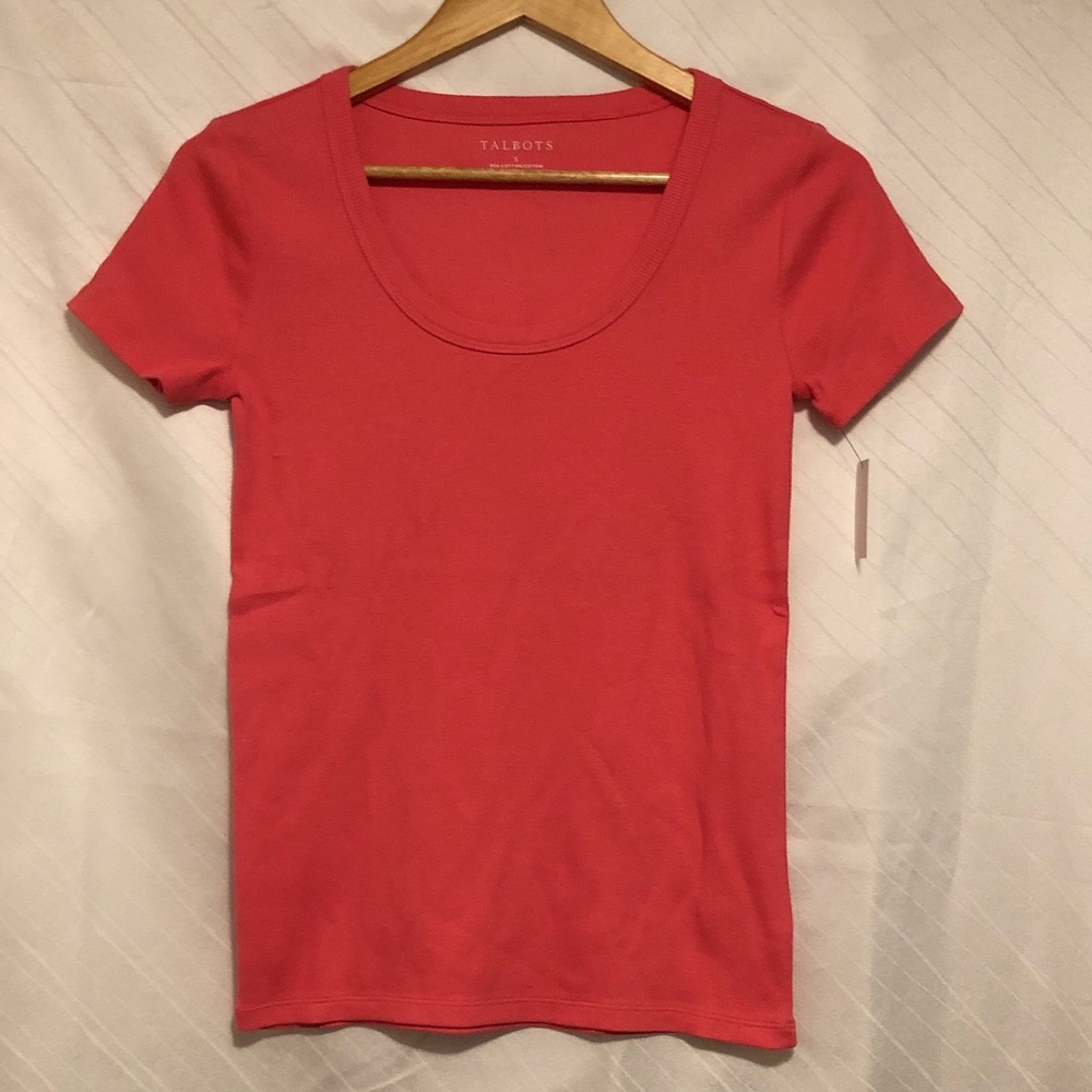 NWT Talbots Coral Scoop Neck Short Sleeve Tee
